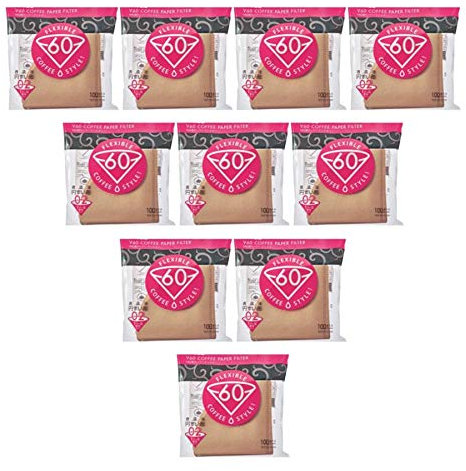 1.000 HARIO Papierfilter, natürlich für V60-02, Größe 1-4 (10 x VCF-02-100M)