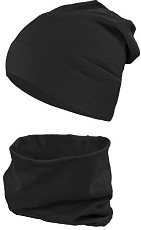 TupTam Jungen Beanie Mütze und Schlauchschal 2er Set, Farbe: Schwarz, Hat Size: 50