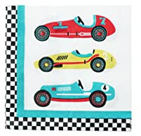 Servietten im Vintage-Rennwagen-Design, 24 Stück | Kindergeschirr mit Rennwagen-Motiv