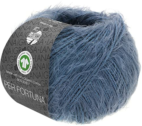 LANA GROSSA Per Fortuna GOTS | Leichtes Sommerflauschgarn mit Baumwolle | Handstrickgarn aus 74% Baumwolle (Bio) & 26% Polyamid | 50g Wolle zum Stricken & Häkeln | 190m Garn FB 23