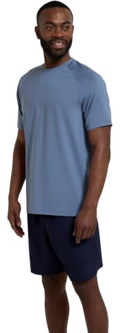 Mountain Warehouse Agra Mens Melange T-Shirt - Lightweight Top, Comfortable, Round Neck Tshirt, Quick Drying & UV Protection Tee - for Spring Summer Travelling Dark Blue L