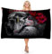 Ailaikei schreck Skull Strandtuch,Weiche Handtücher mit Schädel und Rosen Motiv,Badetuch groß,Saugfähig Schnelltrocknend Strandtücher, Schwarzer Skull Badetuch (3,180x90cm)
