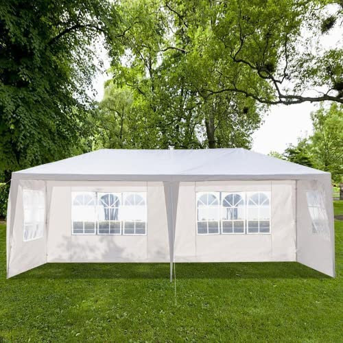 3M x 6M Large Outdoor Gazebo With Sides - Heavy Duty Waterproof Marquee Canopy Garden Tent, Perfect for Parties, Weddings, and Camping - White (4 Sides)