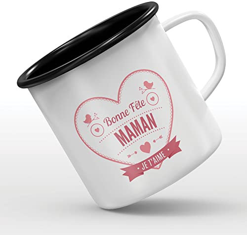 Mygoodprice MUG tasse émaillée au motif Bonne Fete Maman Coeur Rouge