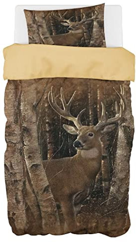 Zomer - Hirsch Bettwäsche 135x200 cm Elch Microfaser Bedruckte Bettwäsche-Sets 2 teilig - 1 Flauschige Bettbezug und 1 Kissenbezug 80x80 cm
