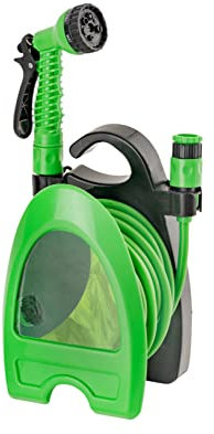 Baroni Home Tubo estensibile fino a 10 metri, Tubo Avvolgibile con Rullo e fissaggio a parete, innaffiatura, irrigazione, lavaggio e pulizia, Pistola 7 getti