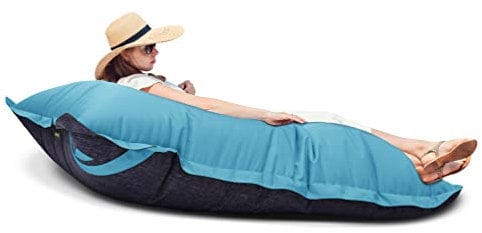 Gardenista Riesen-Sitzsack XXL 125×160 cm Wasserfestes Indoor & Outdoor Liegekissen 380L EPS Perlen Füllung Bean Bag mit waschbarem Bezug Sessel für Kinder & Erwachsene Sitzkissen Sofa (Blaugrün)