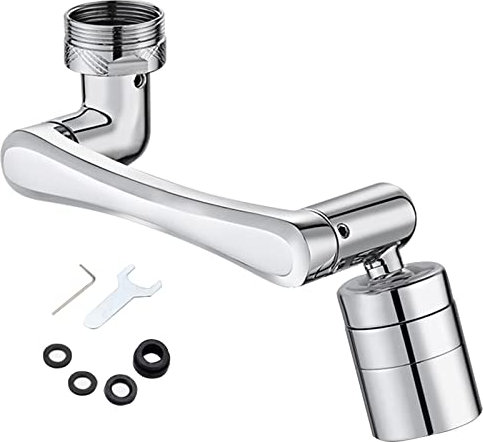 1080° Swivel Tap Aerator, Tap Extender Adapter, Extension Tap Attachment, with 2 Spray Functions, Rotating Faucet Extender Aerator, Splash Proof Faucet Extender, for Kitchen Bathroom