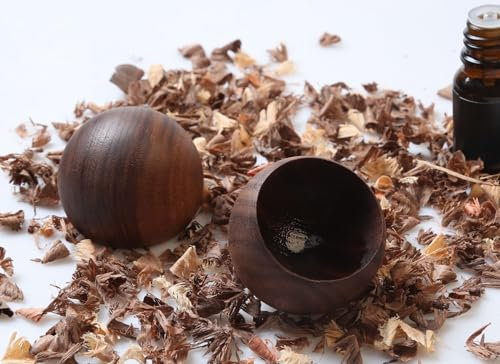 Dioche 1 Stück Diffusor für ätherische Öle, tragbarer Diffusor für ätherische Öle aus schwarzer Walnuss, Aromatherapie-Diffusor aus Holz, Duftöl-Diffusor für Meditation, Yoga