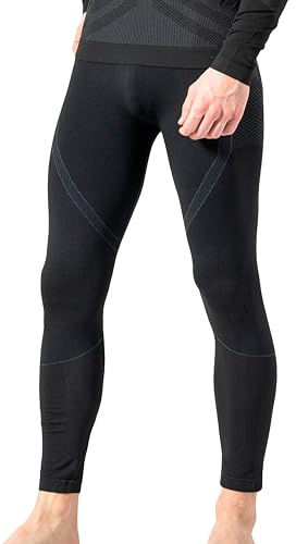 Risalti Calzamaglia Termica Uomo Energy - Intimo Termico Uomo Invernale Traspirante Senza Cuciture ed Etichette, Leggings Invernali Elasticizzati per Sci, Trekking, Corsa, Ciclismo - Made in Italy