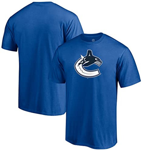 Outerstuff NHL T-Shirt für Kinder, Jugendliche 8–20, offizielles Team-Farbe, Polyester, Performance Primär-Logo, kurzärmelig, Vancouver Canucks Blau, 14-16