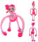 wiztex Mommy Pooppy Long Legs Kuscheltier - 50 cm Mama Langes Bein Plüschtier - Rosa weich Hacki Backi Pooppy Play Time für Mädchen - Rain Bow Friends PlushToy für Spielefans