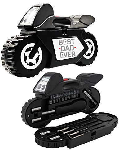 Pickhut Best Dad Ever Motorcycle Shaped Tool Kit Gifts for him Gifts for Dad Father's Day Gifts Multi Tool for Dad Birthday Gift for Dad