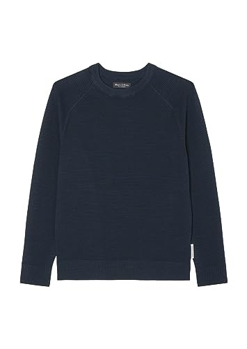 Marc O'Polo Herren Strickpullover aus Bio-Baumwolle Langarm, Blau (Dark Navy), XXL