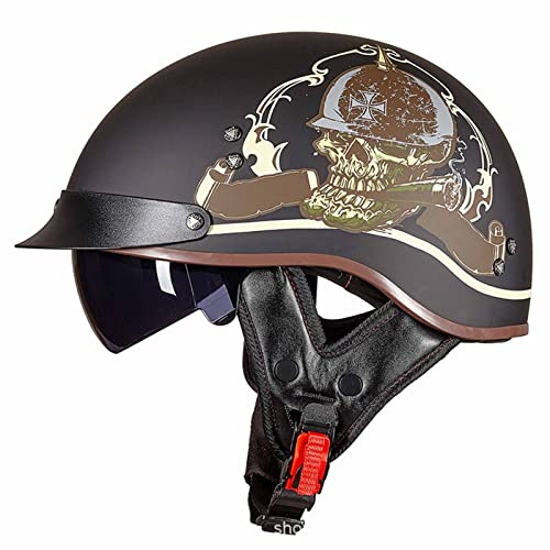 Halbschalenhelm Motorradhelm Vintage Halbhelm ECE Zugelassener Erwachsenen Halbschale Jet Helm Roller-Helm Scooter-Helm Moped Mofa-Helm mit Visier