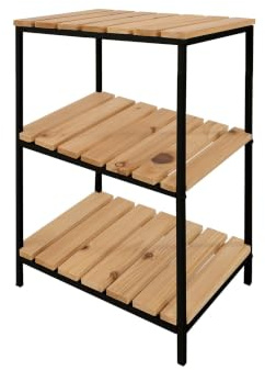 Estantería 3 Niveles de Madera con Estructura Metálica Negra, 30×24×44 cm | Diseño Compacto y Moderno para Baño, Salón y Balcón XZ-22111