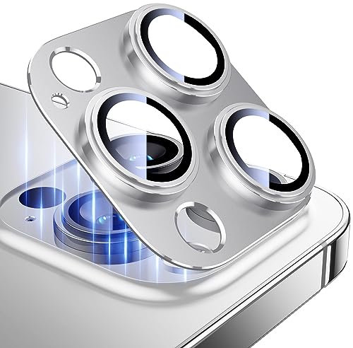 Esanik (2 Stück Kameraschutz für iPhone 14 Pro/iPhone 14 Pro Max Kamera Schutz, Panzer Schutz Glas Aluminiumlegierung Linsenschutz Camera Screen Protector