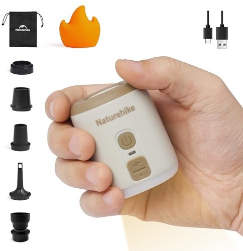 Naturehike Mini Wind-Mini 1600 mAh USB-C Rechargeable Battery Air Pump with Light - Oatmeal Gray
