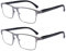 tide Optical 2 Paar Lesebrillen für Herren – unzerbrechliche Blaulicht-blockierende Computer-Lesebrille für Herren – klare Vergrößerungssicht, Federscharniere (2,0-fach, schwarz, 2 Stück)