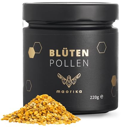maorika - Blütenpollen, roh & naturrein im 220g Glas - Bienen-Pollen - Hell, mild und nährstoffhaltig