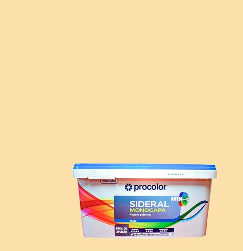 Pintura de Interior Monocapa Sideral Mix. Colores del Mundo. Alta cubrición, Lavable, Colores duraderos. Cubeta de 4 L. (4L., Ocre intermedio - Egipto)