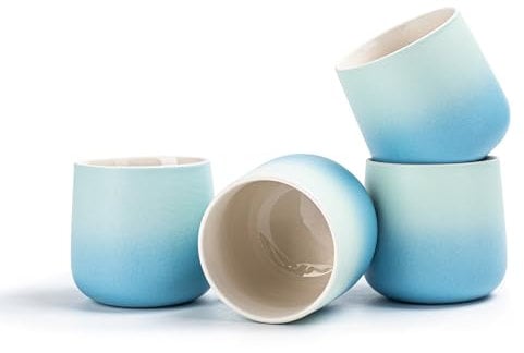 TEANAGOO Japanese Tea Cup, 5.6Oz / 160 ml, Pure White, H31, 4 Pcs/Box, Japansese Cups,Chinese Tea Cups, Occupied Japan Tea Cups, Asian Tea Cups no Handles, Tea Cup Ceramic Cup for Japanese…