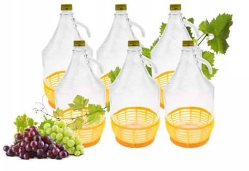 MIKONI 5L Glasballon Gärbehelter Gärballon Weinballon Glasflasche Flasche Korb D8 (4)