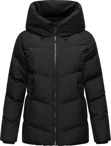 Ragwear Damen Winterjacke warme, wasserdichte Basic-Steppjacke mit Kapuze Cessi YOUMODO Black Gr. S