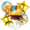 KOBOKO Bagger Luftballon Baustelle Deko Geburtstag, 5 Stück Folienballon Bagger Deko, Bagger Ballon Baustellen Deko Kindergeburtstag, Bagger Helium Ballons Geburtstag für Kinder Auto Thema Party