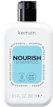 Kemon - Nourish Pflegeshampoo für geschädigtes, trockenes, krauses und raues Haar, auf Basis von Sheabutter, reinigt sanft und macht das Haar weich und hydratisiert, 250 ml