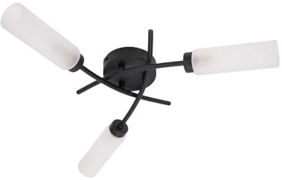 ValueLights | 3 Way Curved Cross Over Design Matt Black Ceiling Light Fitting | Close-to-Ceiling Lights, Home Décor & Improvement Essential