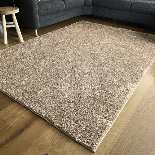 KARAT Alfombra lavable Flokati para salón, dormitorio y habitación de los niños, antideslizante, mullida, alfombra moderna para interior (Elite) (beige claro, 120 x 170 cm)