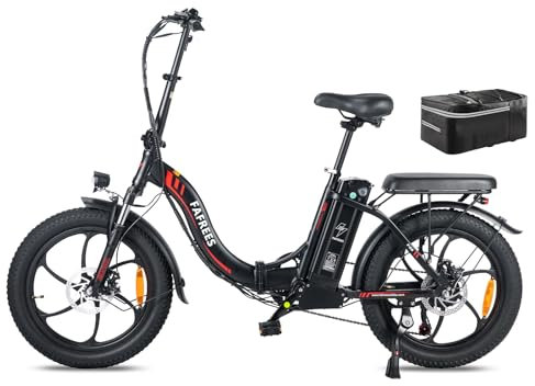 Fafrees F20 E Bike Klappbar 20 * 3.0 Zoll, City E-Bike Klapprad 36V 16AH Akku, Reichweite bis zu 60-130km, 250W Fatbike, Pedelec 25km/h, e Fahrrad faltrad Ebike Herren Damen, Schwarz