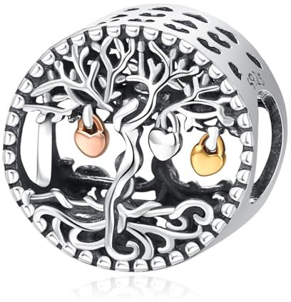 Eusense Argento 925 Albero della Vita Fascini per Bracciali Famiglia Fascini con Perline Gioielli Regalo per Donne Signore Ragazze