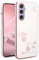 BORYA Cover per Samsung Galaxy A55 5G, Ultra Sottile Antiurto Trasparente Morbida TPU Silicone Custodia, Placcatura Elegante Brillante Diamante Fiori Carino Caso, Rosa