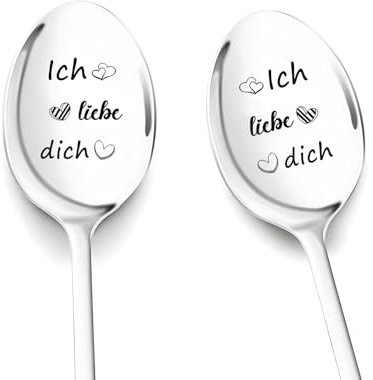 Geschenke für Freundin zum Geburtstag 2 Stück Kaffeelöffel mit Gravur - Ich Liebe Dich Liebeslöffel Kleine Geschenk für Frauen Männer Paare zum Valentinstag Jahrestag Liebesgeschenke für Sie Ihn