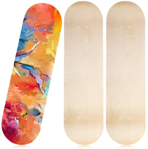 Honoson Skateboard-Decks aus Ahorn, 7-lagig, aus Naturholz, Doppelschwanz, schlichtes Skateboard, konkav, helles Deck, Großpackung für Kunst, Malerei, Heimdekoration, 6 Stück