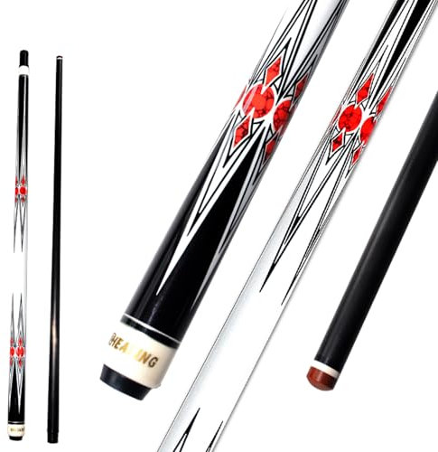 KHEALING Stecca da Biliardo in Fibra di Carbonio da 58 Pollici, Costruzione da 1/2, Attacco a 3 Denti, Testa da 14 mm, 19-20 oz, per l'uso nella Sala da Biliardo e per l'intrattenimento a casa