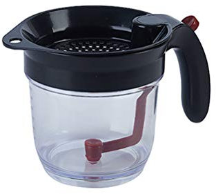 Small Fat Separator Cup Plastic Gravy Oil Fat Separator Measuring Jug Kitchen Cooking Gravy, Soups, Stew, Oil Separator (White)