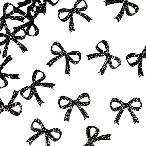 GoldRock Doppelseitig Schleifen Deko Konfetti Schwarz 4×3,1cm,100 Stk Schleife Geburtstagsdeko,Bogen Tischdeko Geburtstag,Streudeko Hochzeit,Schleife Confetti für Taufe,Valentinstag,Wedding Decoration