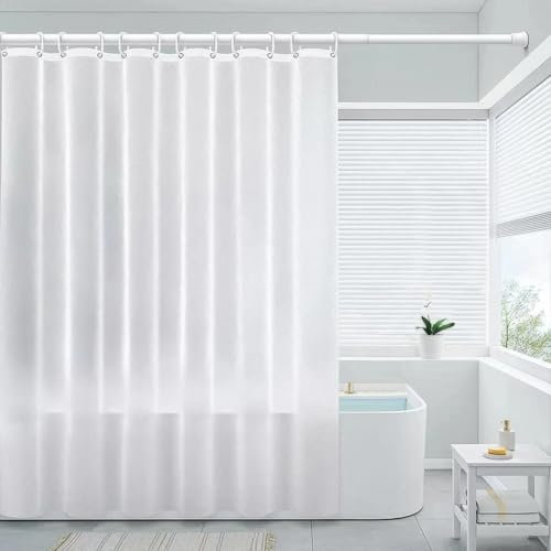 Orixo Duschvorhang 180x200 Transparent Weiß, PEVA Badevorhang mit 12 Haken, Duschvorhänge Durchsichtig, Wasserdichter Badvorhang, Bad Vorhang Gefrostet für Badewanne, Badezimmer