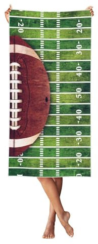 GSGCSBYMLG American Football Field and Ball bedrucktes Pfirsichhaut-Samt-Strandtuch, tragbar, schnell trocknendes Handtuch