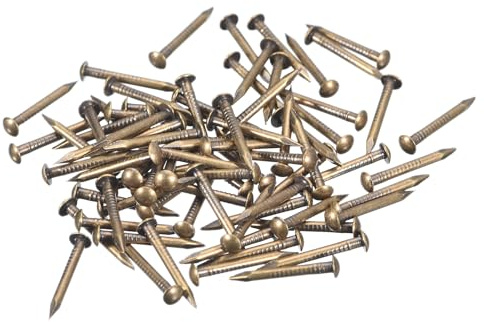 QUARKZMAN 140Pcs Clavos Pequeños de Latón, Tornillos de Madera 1.5x15mm(DxL) Cabeza Redonda para Proyectos de Bricolaje en Madera, Cajas Decorativas y Hogartono Bronce