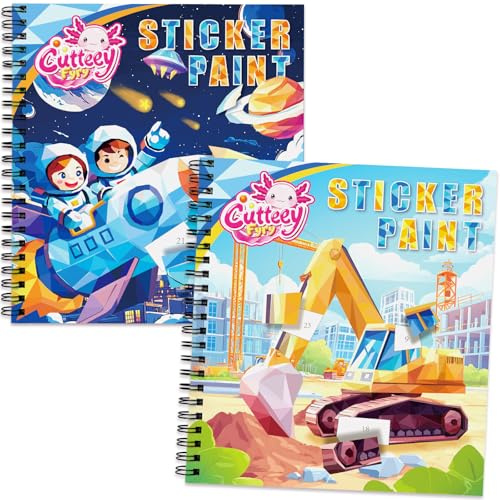 CutteeyFyry Stickerbuch FüR Kinder ab 4-8 Jahre,Verkehrsmittel Stickern Nach Zahlen mit Geschichten,Kinders Stickerheft Zur Verbesserung Der Intelligenz,Flugzeug Beschäftigung Kinder Geburtstagsfeier