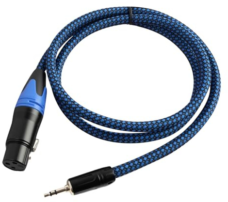 EceoThsy Cavo XLR Femmina a Jack 3,5 mm - Adattatore per Microfono Aux per Videocamere, Fotocamere DSLR e Dispositivi di Registrazione per Computer - Cavo di 1m, Alta Qualità per Audio Professionale