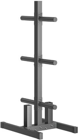 Olympische Hantelscheibenhalterung für Stoßstangenplattenaufbewahrung, olympischer Hantelbaum und Stangenhalter für Heim-Fitnessstudio – 300 kg Gewichtskapazität (2 Deluxe Plate Tree)