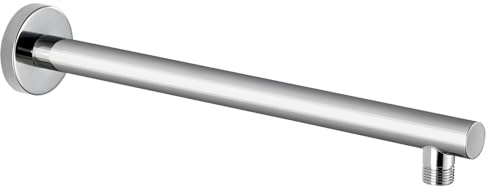 Duscharm mit Flansch und Teflonband, Voolan 38cm Verlängerung Duschkopf Arm für Badezimmer Runder Fester Duschkopf, massiver Edelstahl, an der Wand montiert (Chrom)