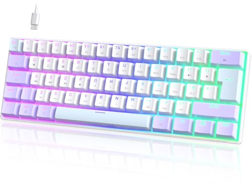 UrChoiceLtd MK21 Teclado para Juegos, 60% Teclado Mecánico Alámbrico, 61 Teclas Compacto Layout UK, Hot-Swap, Retroiluminación RGB, Anti-Ghosting, Interruptor Rojo para PC, Mac, Oficina - Morado
