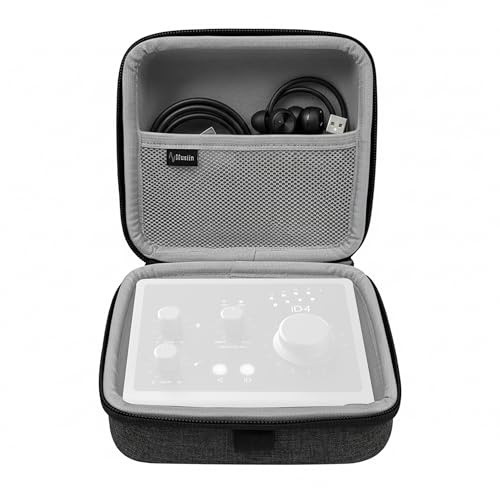 Musiin Audio-Interface-Case kompatibel mit Sonicake QME-20, Audient iD4 MK2 | Für NI Komplete Audio 1/2, weiches Innenfutter, Netztasche für Kabel, bequemer Griff für Studio, Probe und Reise