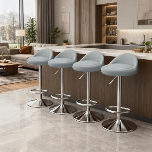 XUEGW Set de 4 tabourets de Bar pivotants et réglables avec Dossier Bas, pour îlot de Cuisine